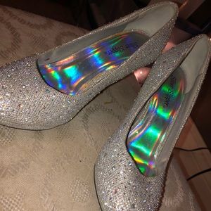 Silver sparkly heels